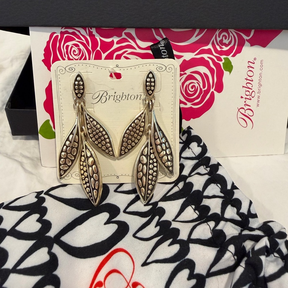 Brighton Pebble Leaf Drop Earrings NWT